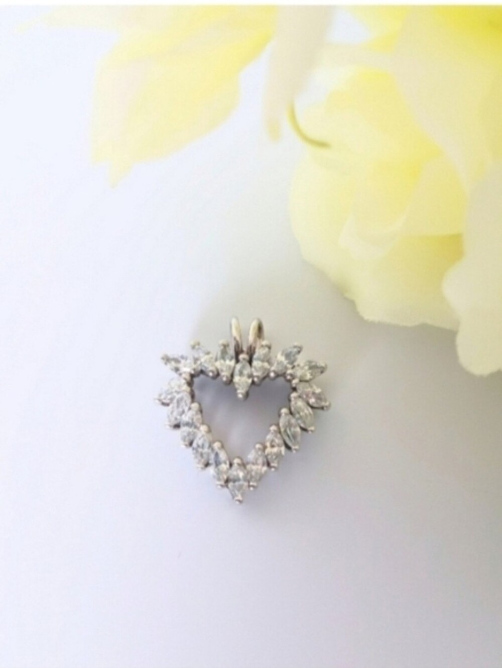 925 Sterling Silver Cubic Zirconia Marquise Heart Pendant